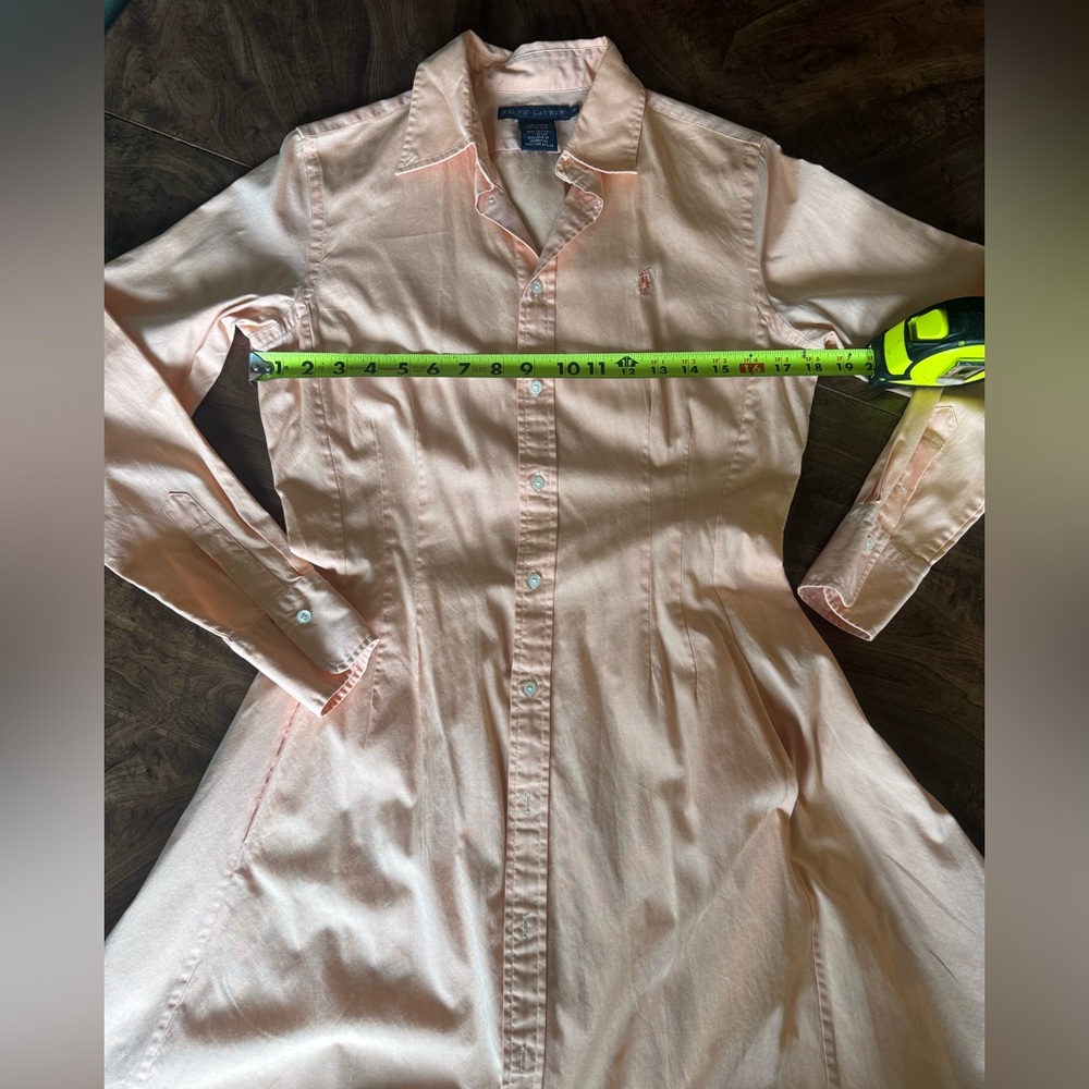 Ralph Lauren Peach Long Sleeve  Shirt Dress - Picture 6 of 10